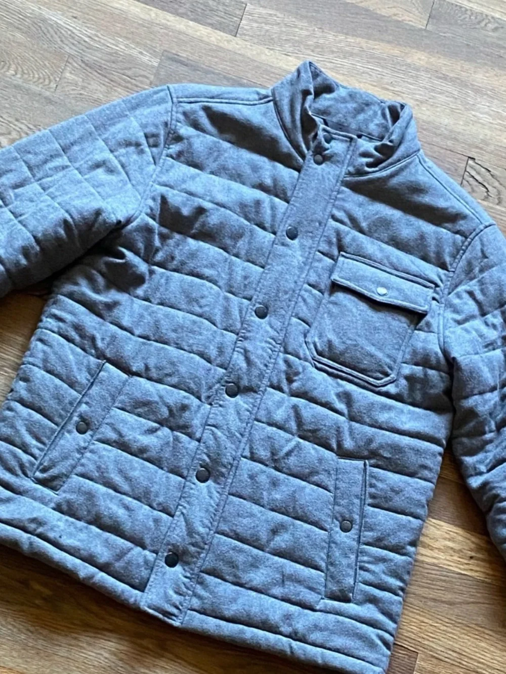 Faherty Mens Light Grey Heather Teton Valley Quilted Jacket